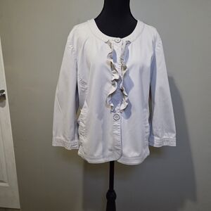 Talbots Cream Ruffle Jacket